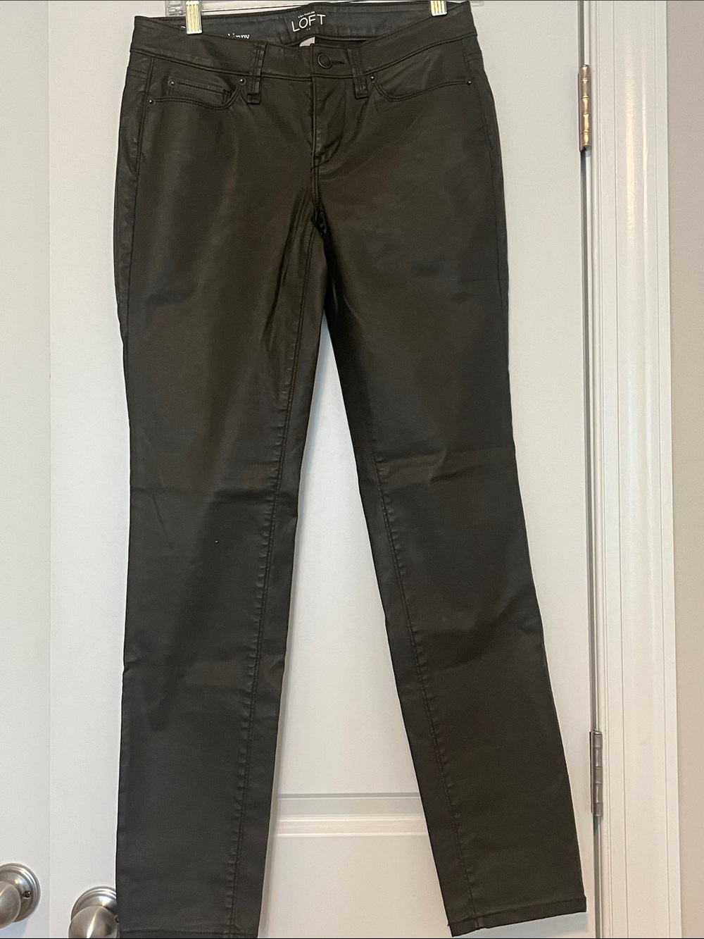 LOFT Black Coated Skinny Pants